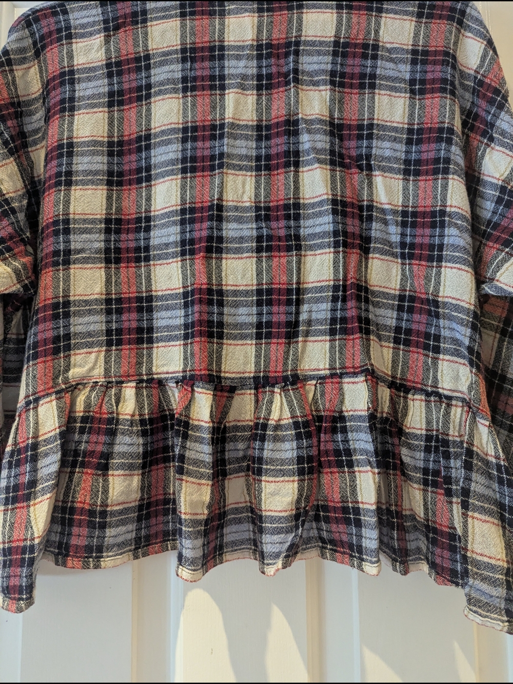 Free People Promise Anything Plaid Flannel Crop Ruffle Babydoll Shirt Top XS/S/M - Picture 13 of 13